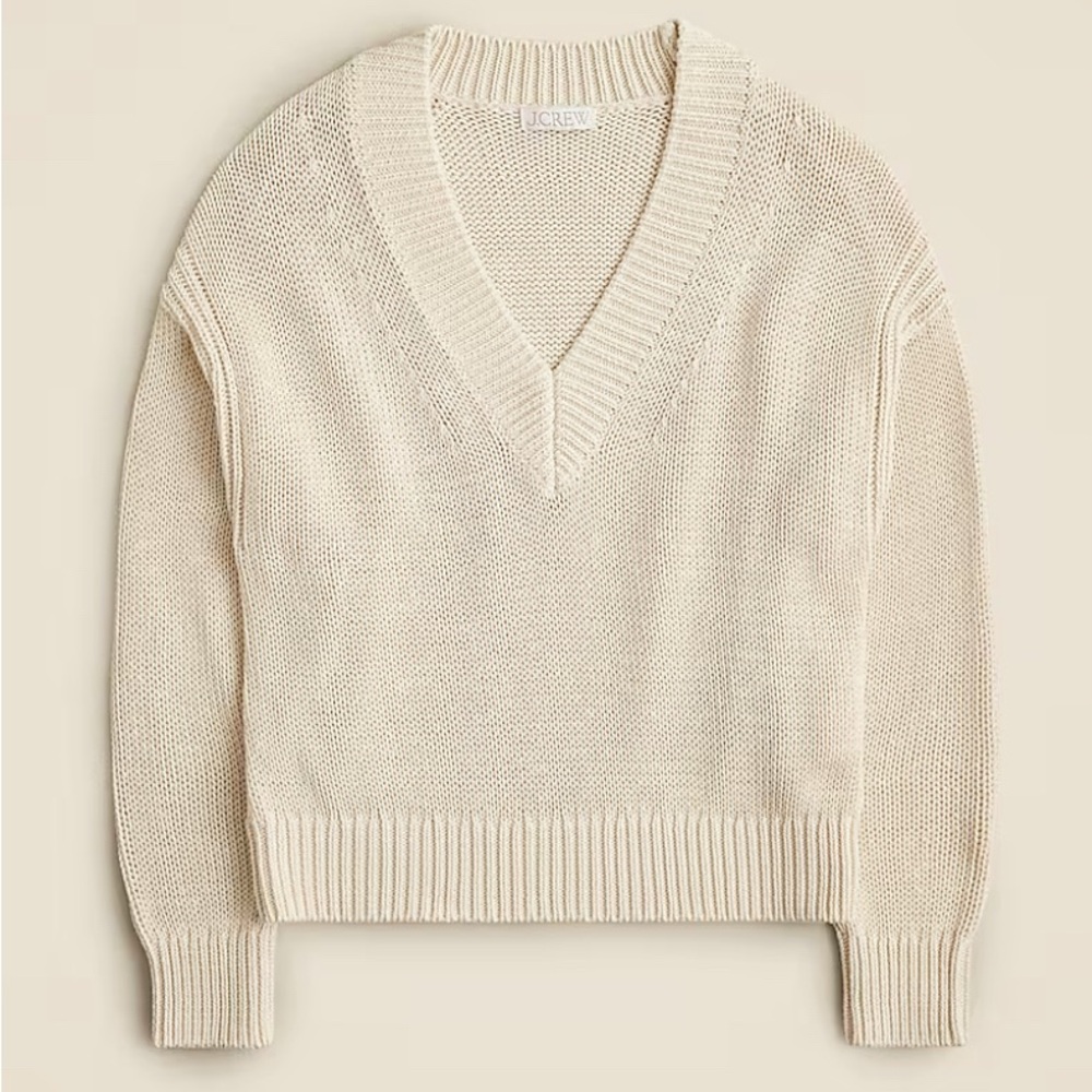 J. Crew V-Neck Sweater in Soft Cream